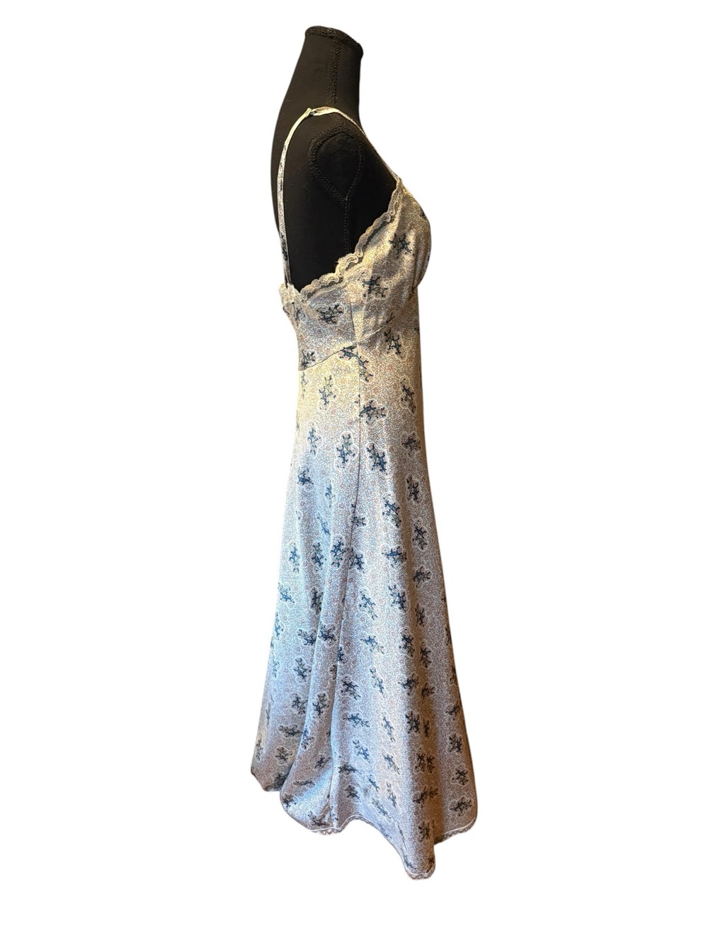 Vtg Christian Dior M lace trimmed slip dress Nightie Cream satin Maxi Coquette - Picture 3 of 10